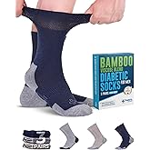 Doctor's Select Bamboo Viscose Diabetic Socks for Men - 3 Pairs Crew Mens Diabetic Socks