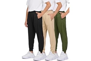 PURE CHAMP 3 Pack Boys Sweatpants Mesh Lightweight Kids Clothes with Zipper Pockets Active Quick-Dry Boys Pants Sizes 4-20