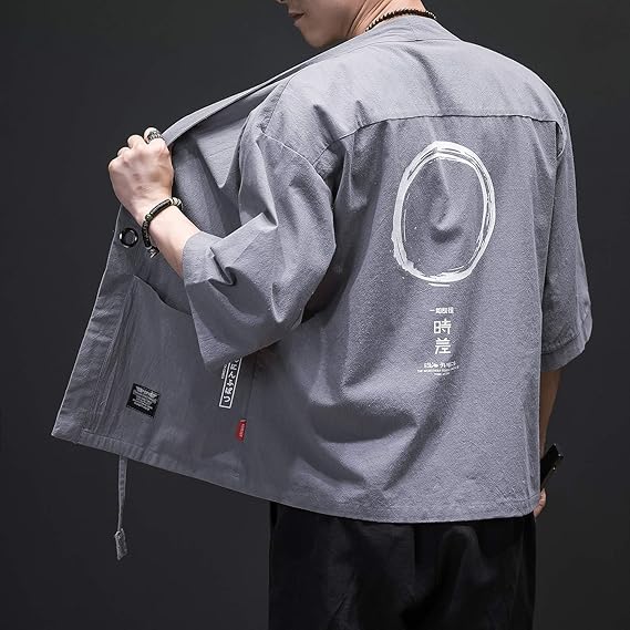 Amazon Co Jp きもの メンズ 着物 カーディガン 日式パーカー 和式 無地 パーカー 羽織 前開き 大きいサイズ カジュアル 和風 服 ファッション小物