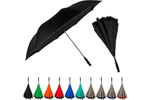 STROMBERGBRAND UMBRELLAS The Inversa Large 48" Reverse Self Standing Windproof Inverted Reversible Umbrella, Double Layer Canopy Lightweight Travel Umbrella For Women and Men, Portable Umbrella Reverse Close