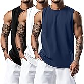 Huukeay 3 Pack Men's Big & Tall Sleeveless Muscle Shirts, Gym Tank Tops Moisture Wicking Slim Fit Workout Tees