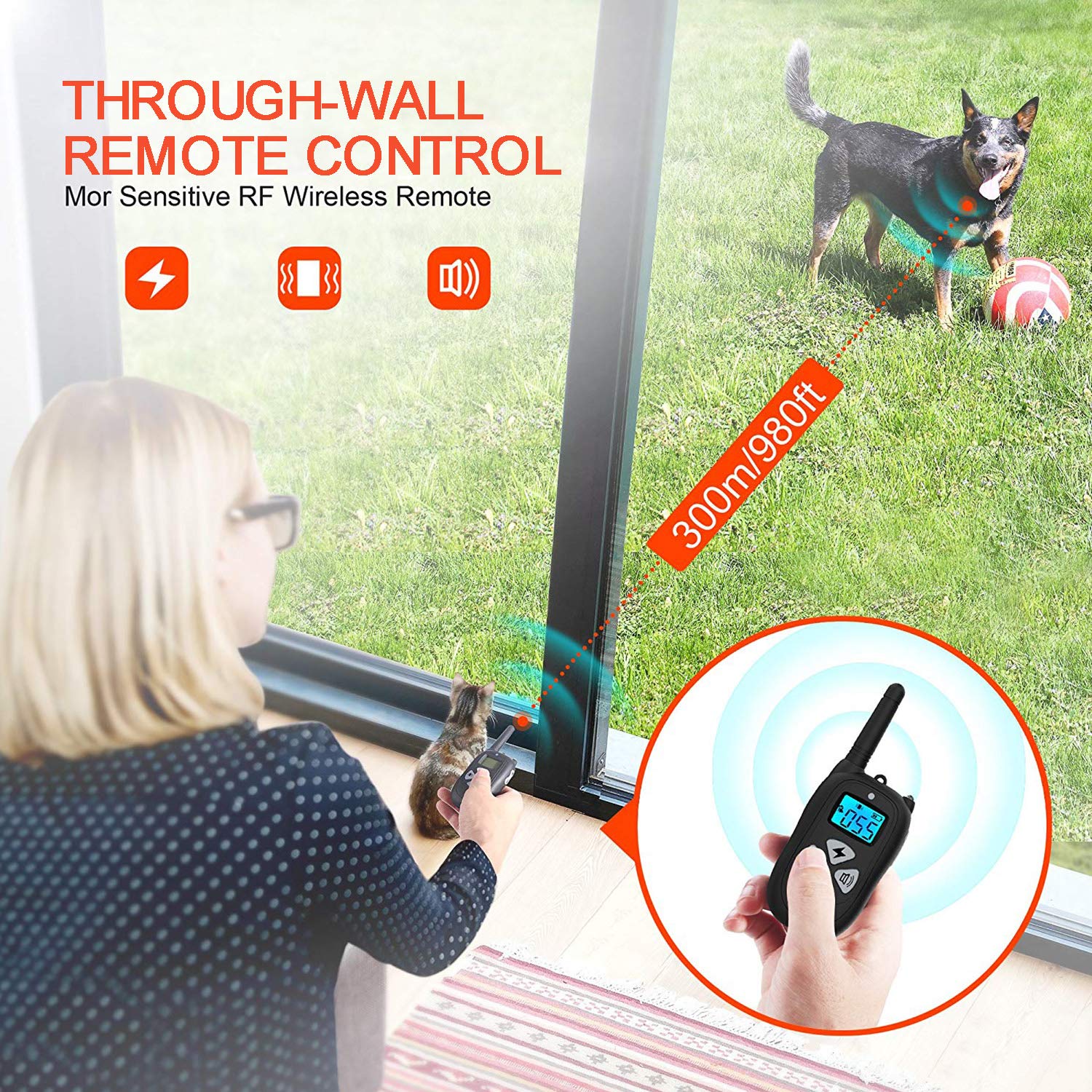 Tebaba Dog Training Collar 1000ft Remote 2018 Upgraded Dog Shock Collar Rechargeable & IPX67 Waterproof Electric Shock Collar with Beep Vibration and Harmless Shock for Small,Medium and Large Dogs