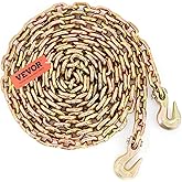 VEVOR Transport Binder Chain, 3/8''x20' Tow Chain with Grab Hooks, 7100lbs Safe Working Load, G80 Heavy Duty Chain, Logging Chain for Transporting Towing, Tie Down Binding Equipment