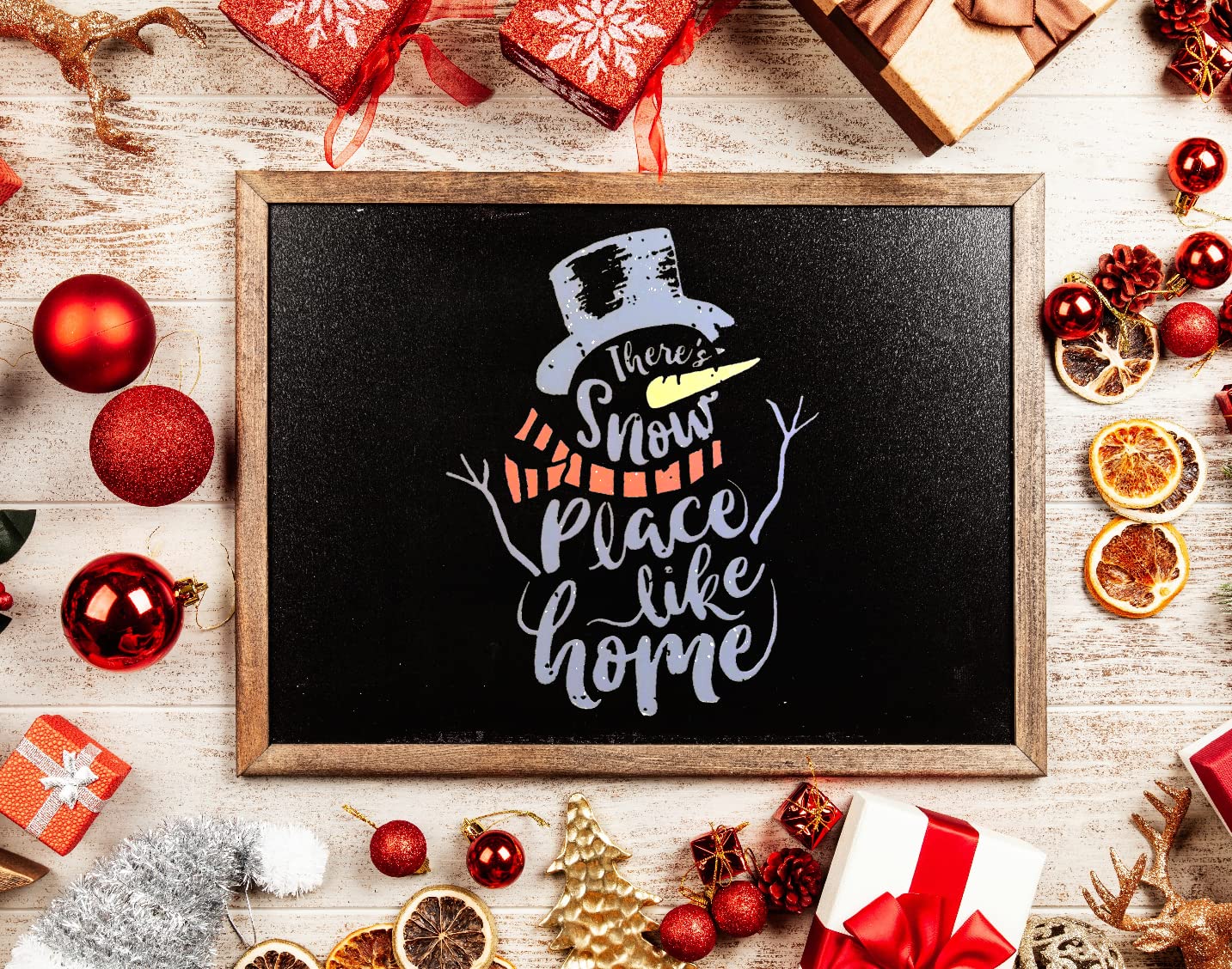 DGAGA Christmas Silk Screen Stencils Reusable Xmas Snowman Self-Adhesive Silk Screen Printing Stencil Washable There's Snow Place Like Home Mesh Stencils for Painting on Wood Furniture Home Decor
