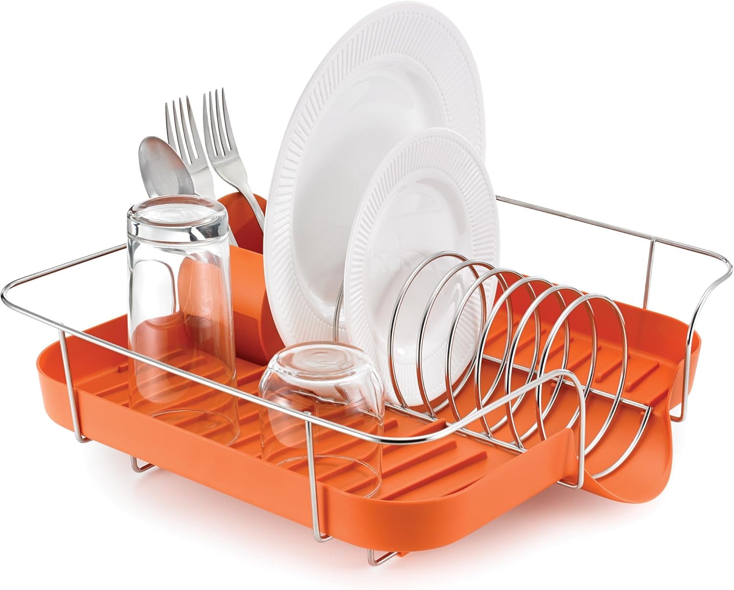 Polder KTH660159 Spring Dish Rack with Utensil Holder, Orange Amazon