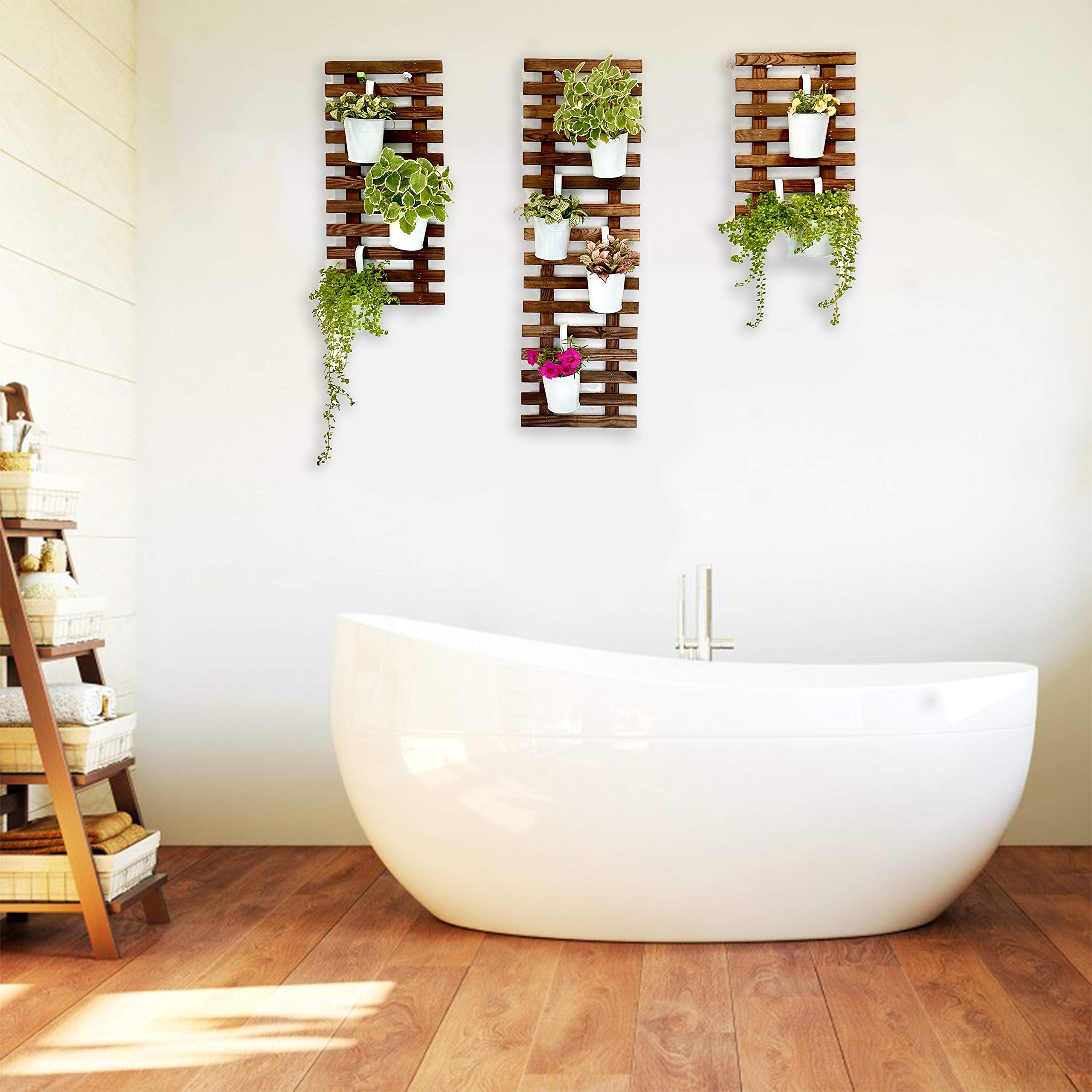 ShopLaLa Wall Planter – 3 Pack Wooden Hanging Planter for Indoor Plants ...