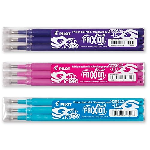 Pilot Refills for Frixion 0.7 mm Set of 3 Purple, Pink and Turquoise