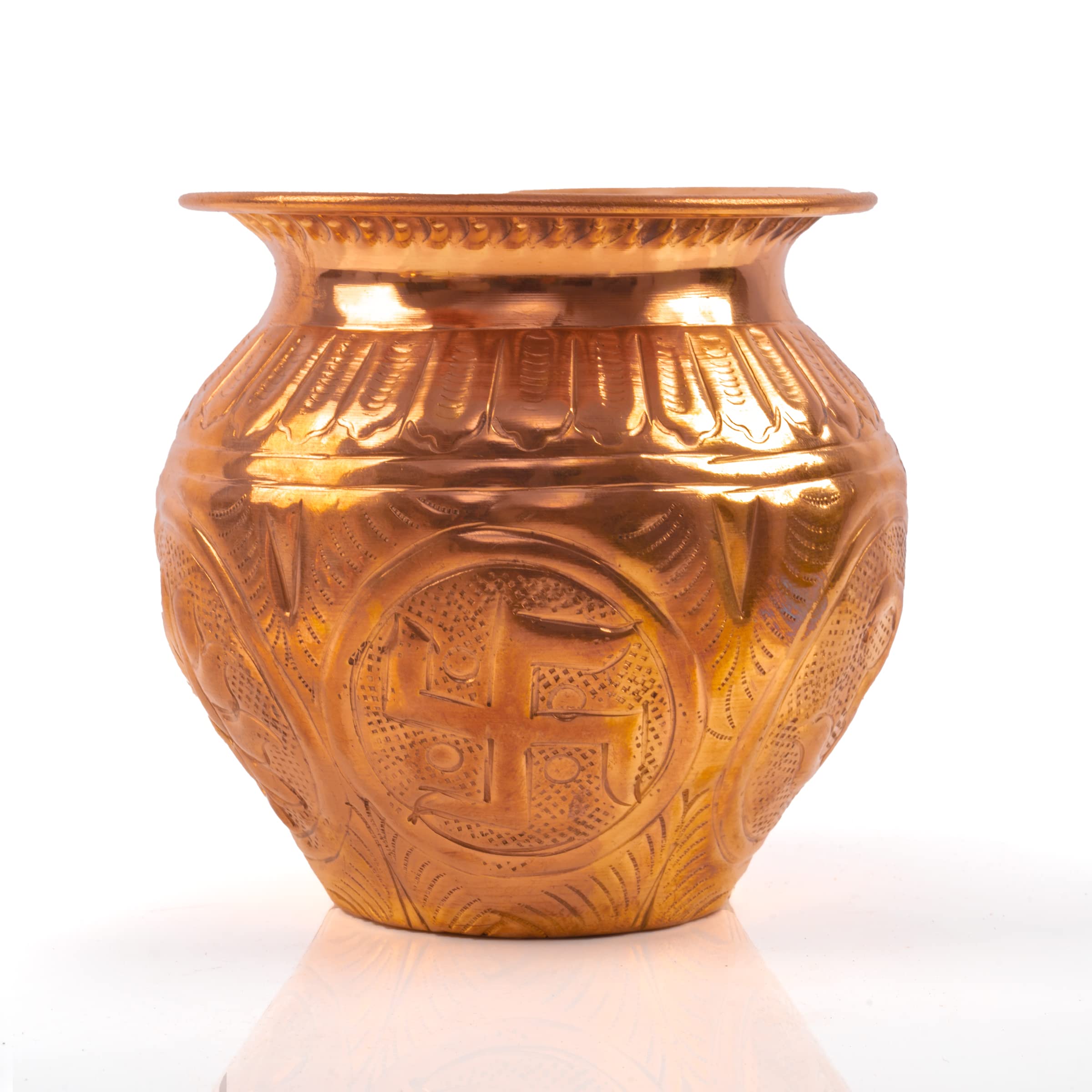 Tarini Gallery Kalash Lota Pooja Pot Vessel for Worship Purpose Essential Article for Temple Home Office Diwali Festival Decoration and Gifting (Copper Lota - 4")