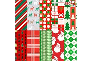 JOYIN 150 Sheets Christmas Wrapping Paper, 20''x20'' Xmas Tissue Papers Bulk for Holiday Party Supplies, Craft Decor, Assorte