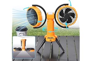 Nauttxon Outdoor Camping Fan With Light Oscillating Rechargeable Fan For Camping With Hanging Hook, Multifunctional Camping Tent Fan Battery Powered Fan For Beach Patio Travel Picnic Fishing Outdoor
