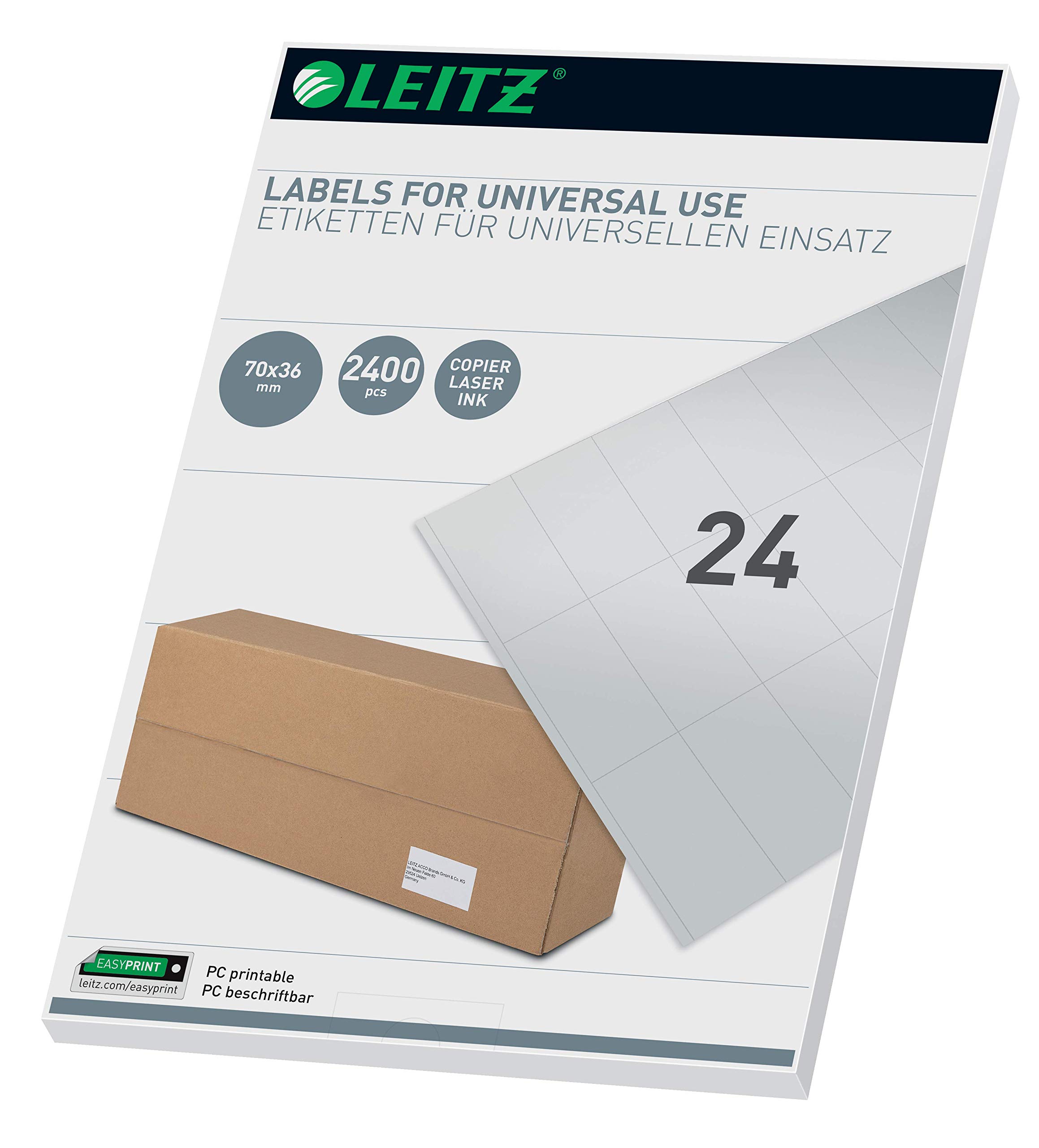 Leitz 61790001 Universal Labels for PC Write-On 70 x 36 mm White