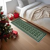 Artoid Mode Green Xmas Tree Mistletoe Christmas Runner Rug, Winter Home Decor Low-Profile Non-Slip Washable Carpet Runner for Hallways Kitchen Laundry Bedroom Bathroom 2x6 Feet