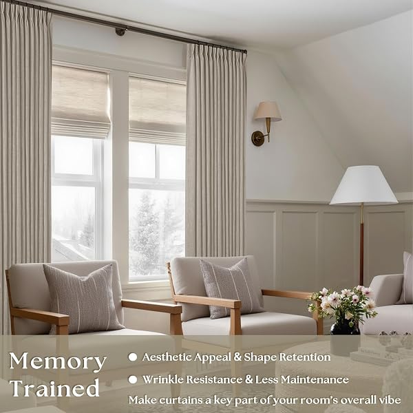 BURLYWOOD BIRCH 90 INCHES LONG 70 INCH WIDE CURTAINS FOR LIVING ROOM LIGHT FILTERING SEMI SHEER MODERN FARMHOUSE PLEATED CURTAIN BACK TAB FOR PATIO SLIDING DOOR DINING ROOM LARGE WINDOW 1 PANEL 70X90