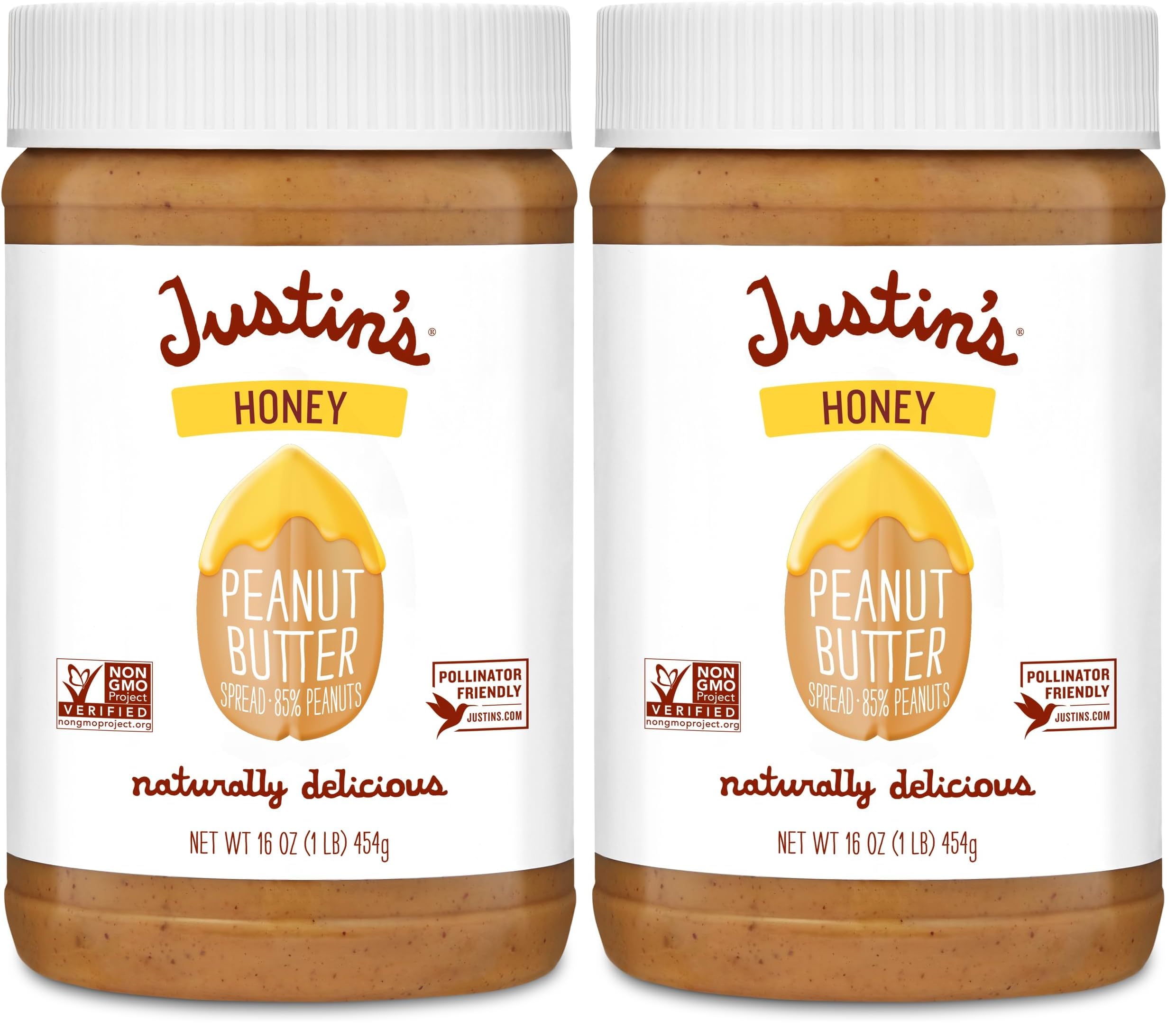 Justin's Honey Peanut Butter 16oz. Jar, Gluten