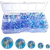 Gocelyn 360pcs Blue-Purple Gradient Round Gemstone Glass Beads for Jewelry Making, Smooth Round Crystal Spacer Loose Beads for Crafts Bracelets Necklaces Charms Pendants Friendship 4/6/8/10/12mm