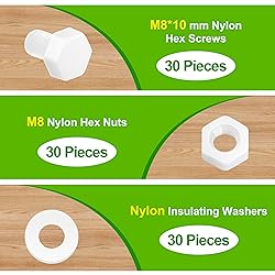 Pzsmocn 90 Pieces/30 Sets M8*10 mm Plastic White