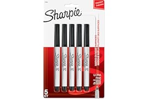 Sharpie 37665PP Permanent Markers, Ultra Fine, 5 Pack