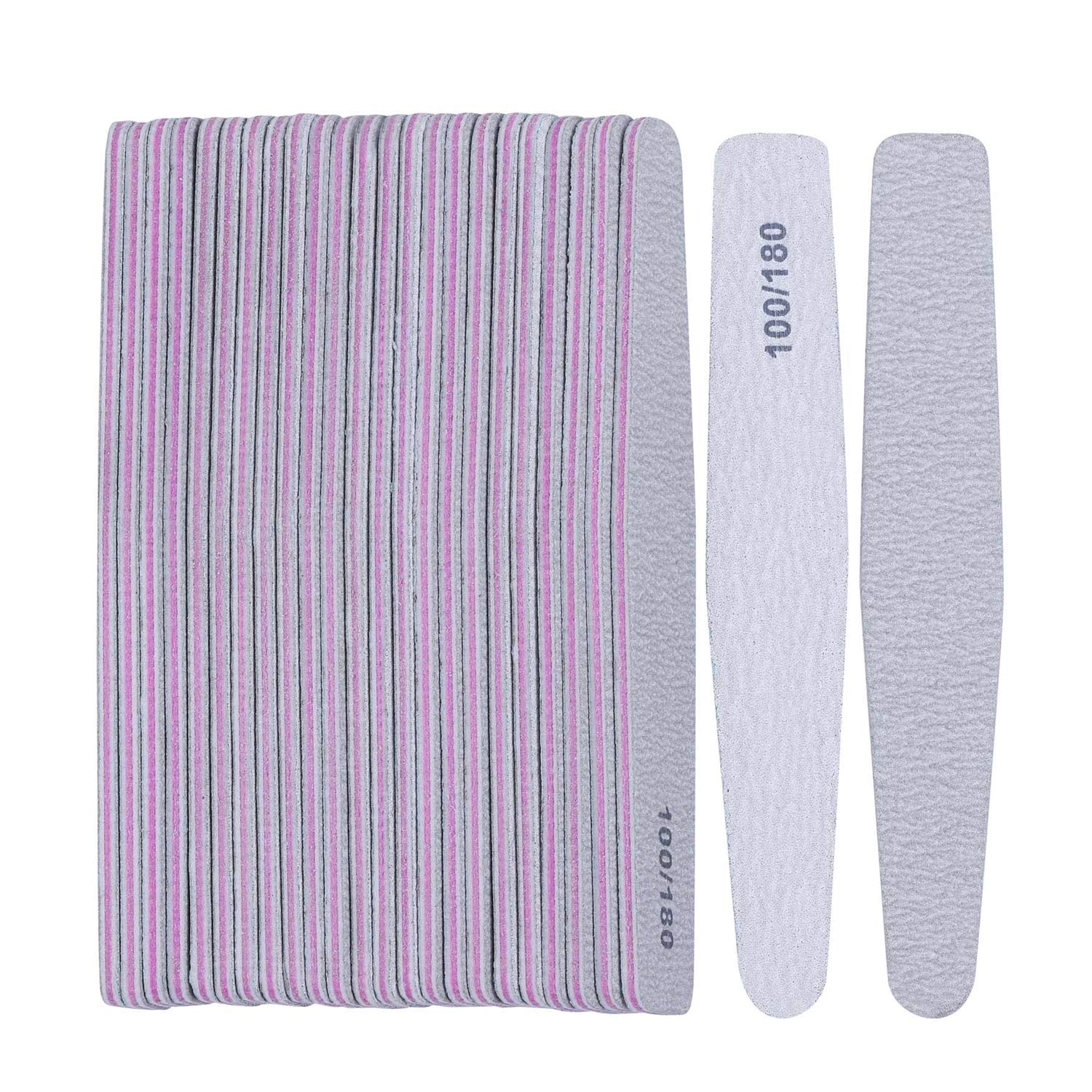 25 Pack Double Sided Emery Boards 100/180 Professional Nail File for Home and Salon Use