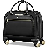 Samsonite Mobile Solutions 2 Spinner Mobile Office - Carry-On Rolling Laptop Bag with USB Pass-Through, Padded Laptop & Tablet Sleeves, File Organizer, Smooth Spinner Wheels, StackIt™ Strap - Black