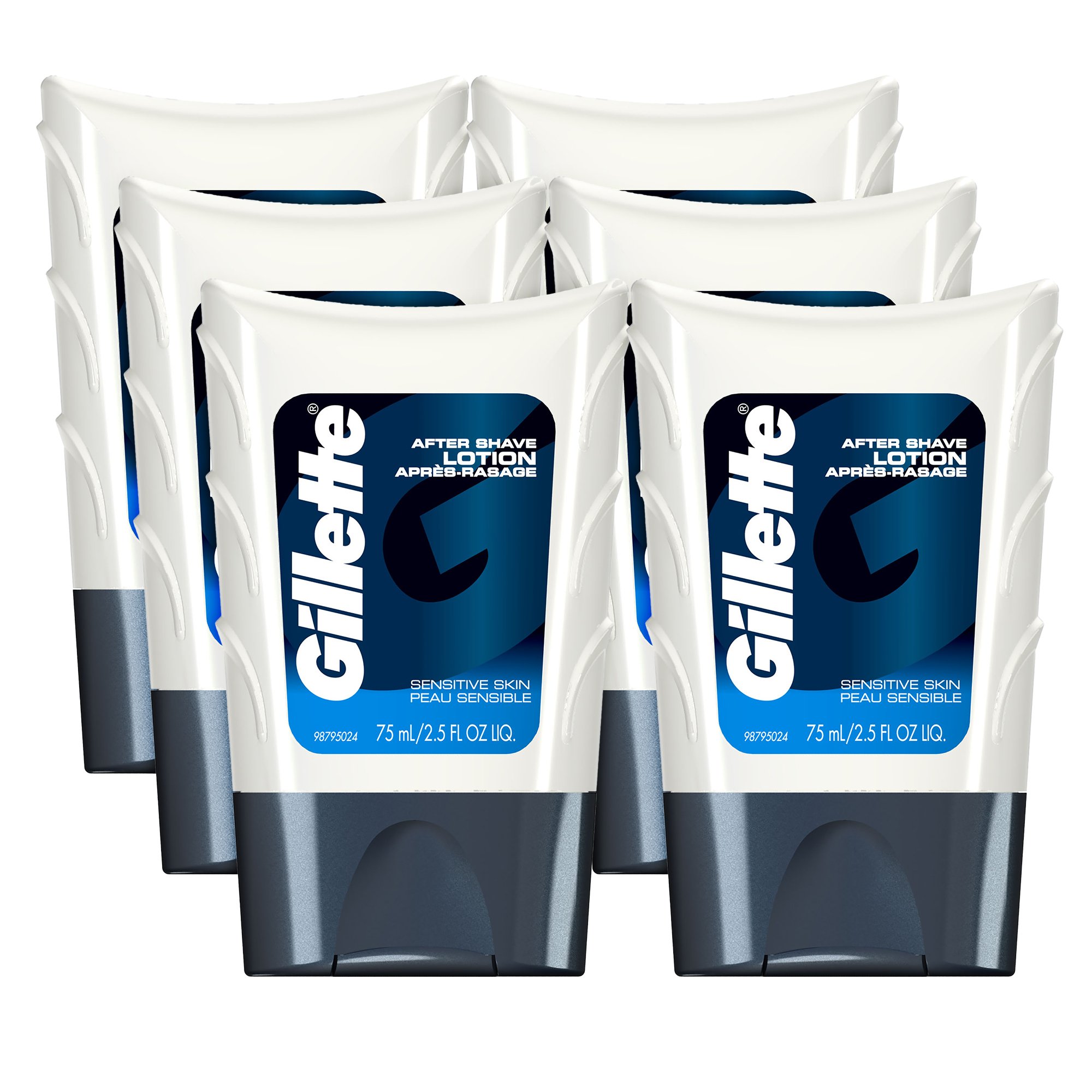 Gillette After Shave Lotion, Sensitive Skin, 2.5 Ounce (Pack of 6