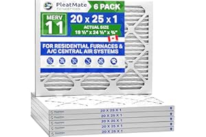 20x25x1 MERV 11 Case of 6. Actual/Exact Size 19 1/2" x 24 1/2" x 3/4". Made in Canada by FurnaceFilters. Ca
