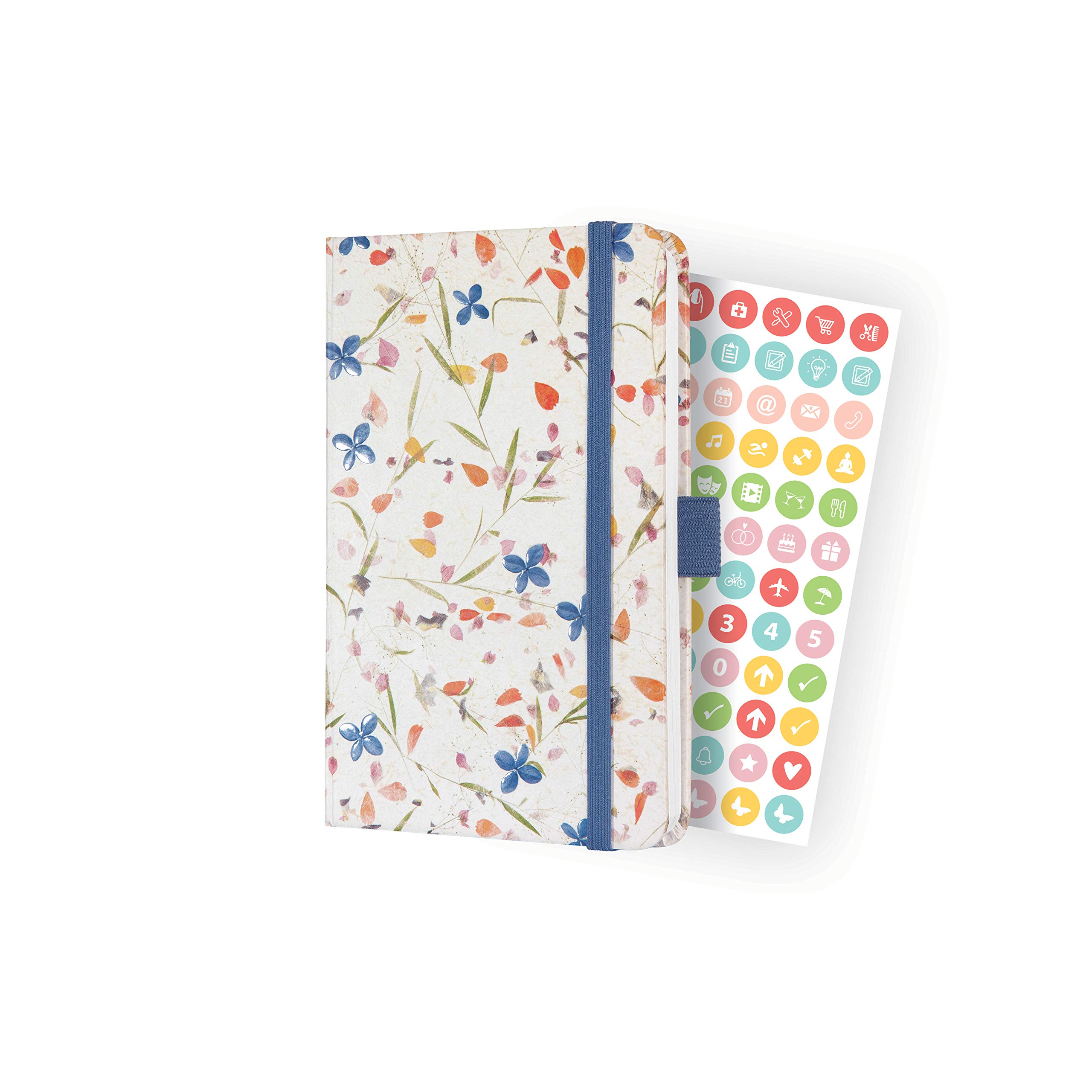 Sigel J2306 Jolie Weekly Planner 2022 - Bloom Violet - 9,5 x 15 cm - hardcover - 174 Pages - Beige, Blue