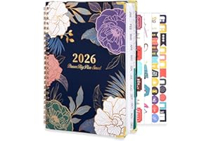 THBOXES 2026 Planner, Weekly and Monthly Planner, January 2026 - December 2026, Calendar Planner A5 (6.5" x 8.5") with Tabs, Inner Pocket for Home School Office Supplies, Blue Flower