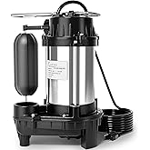 LANCHEZ 1/2 HP Submersible Sump Pump Cast Iron and Stainless Steel with Integrated Vertical Float Switch, 5200 GPH Sewage/Eff