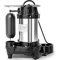 LANCHEZ 1/2 HP Submersible Sump Pump Cast Iron and Stainless Steel with Integrated Vertical Float Switch, 5200 GPH Sewage/Eff