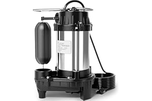 LANCHEZ 1/2 HP Submersible Sump Pump Cast Iron and Stainless Steel with Integrated Vertical Float Switch, 5200 GPH Sewage/Effluent Pump for Basement, Basin, Sewage System, 1-1/2" NPT Discharge