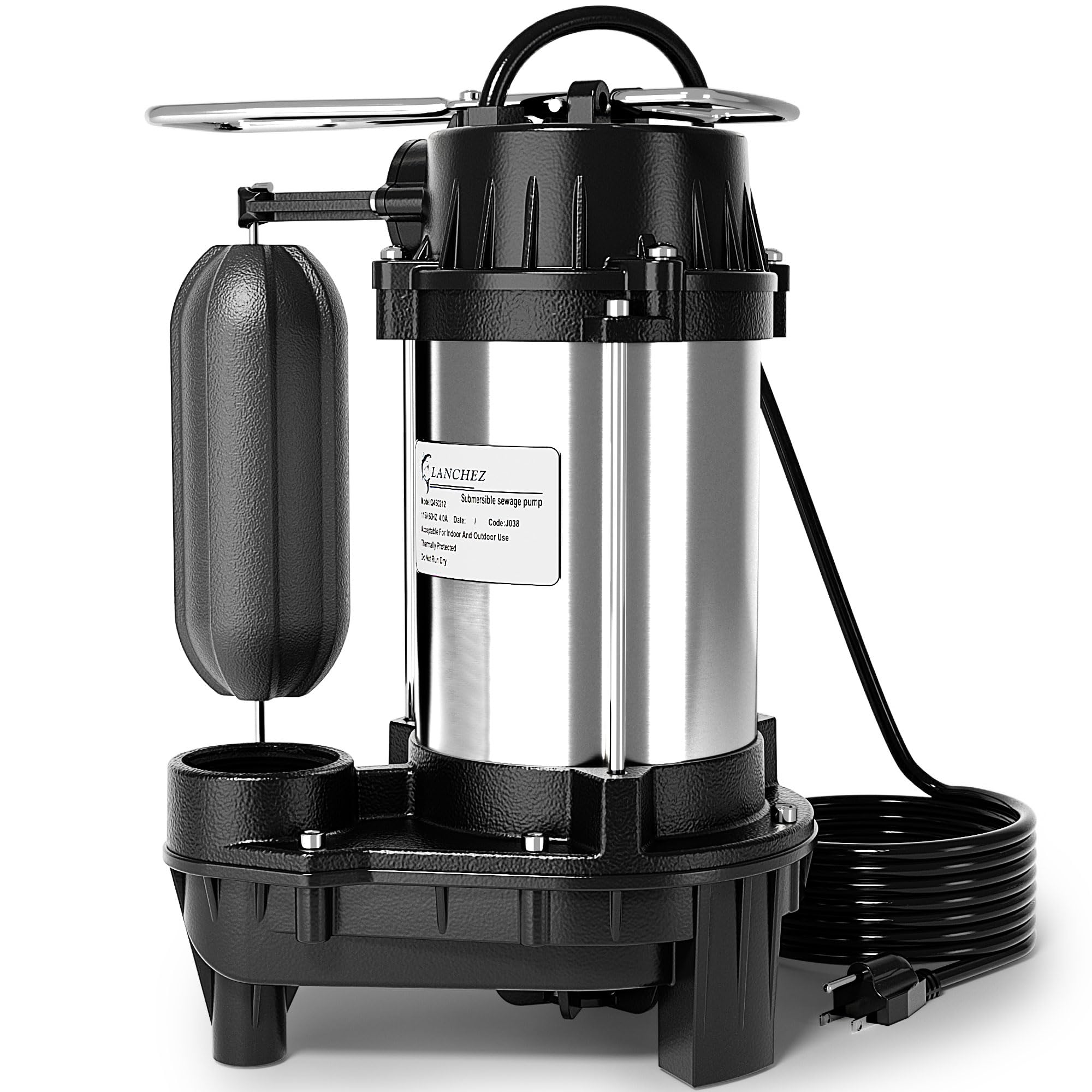 Photo 1 of LANCHEZ 1/2 HP Submersible Sump Pump Cast Iron and Stainless Steel with Integrated Vertical Float Switch, Sewage/Effluent Pump for Basement, Basin, Sewage System, 1-1/2" NPT Discharge, 5200 GPH