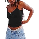 Danysu Women Padded Spring Tank Top Rose Square Neck Crop Tank Fitted Basic Cami Tops