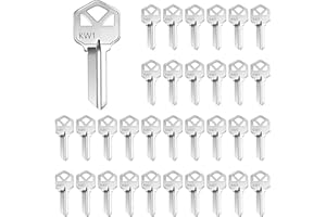 Lesnala 32pcs Uncut Blank Keys Bulk for House Door Lock Replacement Universal Kwikset Brass Finish Silvery KW1