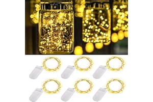 Ostwiki Fairy Lights Battery Operated, 6-Pack Mini String Lights, 20 LED 7ft Twinkle Firefly Starry Lights for DIY Craft Mason Jar Bedroom Wedding Party Table Christmas Decoration (Warm White)