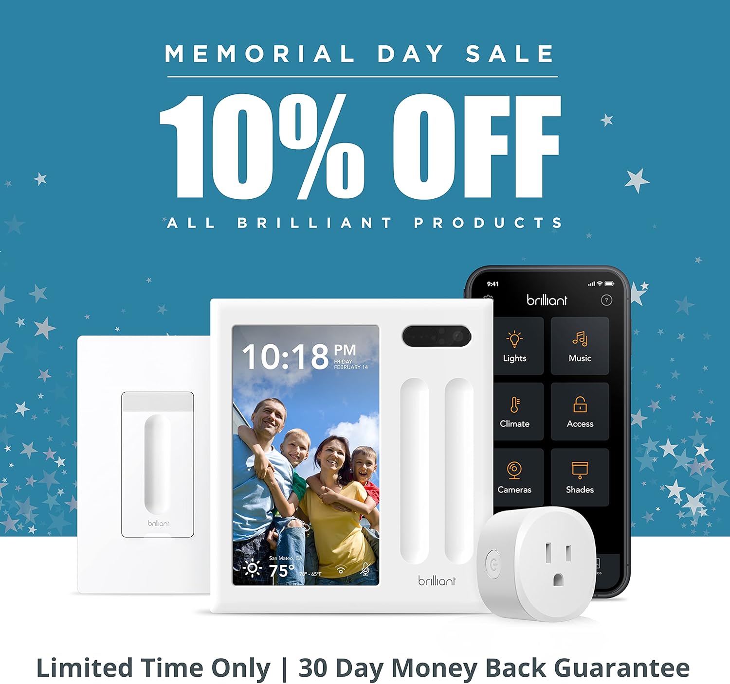 Brilliant Smart Home Control (1-Switch Panel) — Alexa Built-In & Compatible with Ring, Sonos, Hue, Kasa/TP-Link, Wemo, SmartThings, Apple HomeKit — In-Wall Touchscreen Control for Lights, Music & More: Industrial & Scientific