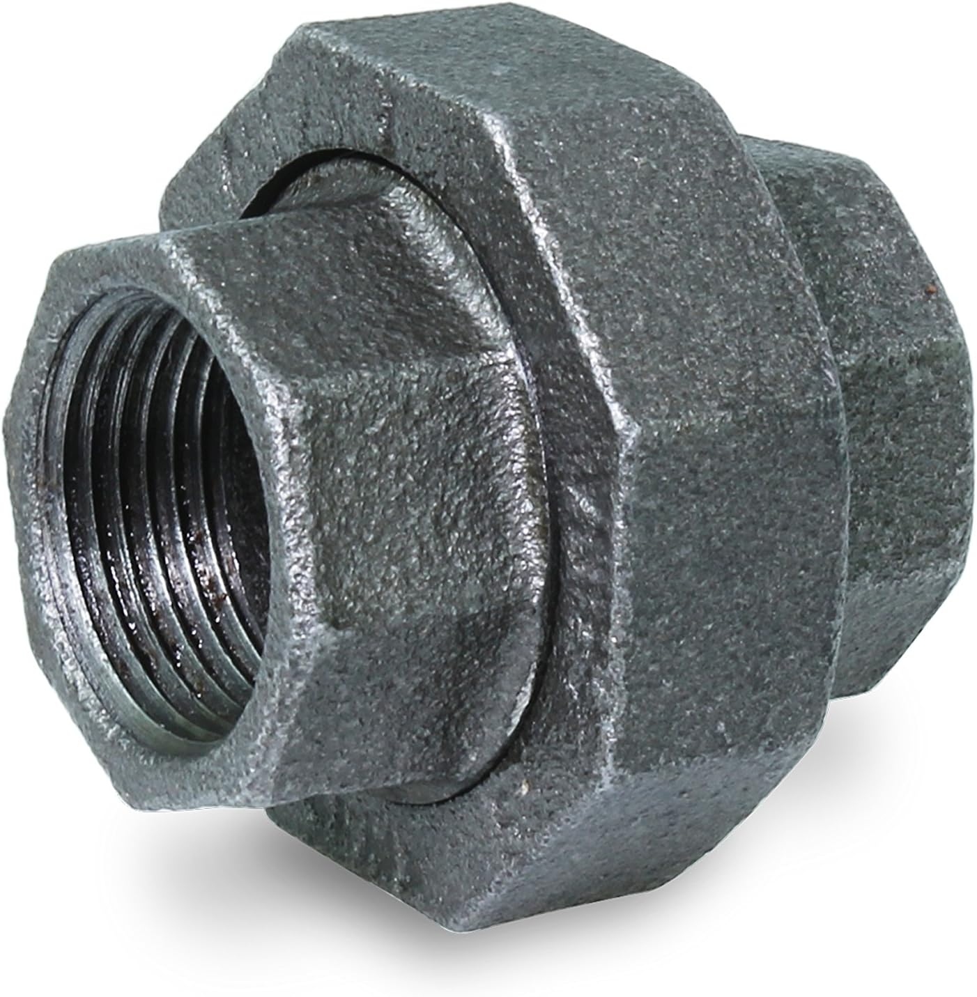 Everflow Supplies BMUN0200 2" Black Malleable Iron Straight Union for 150 lb Applications with Female Threaded Connects