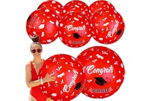 Vertintong 12 Pcs Congrats Grad Inflatable Beach Ball 12 Inch Graduation Sign Beach Ball Inflatable Beach Balls Class of 2024 Party Favors for Summer Water Sand Game Grad Party Decoration