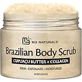 Firming & Moisturizing Brazilian Body Scrub for Body, Hands & Feet, Gentle Body Exfoliator with Cupuacu Butter, Jojoba Oil & Collagen, 16 oz (453 g) by M3