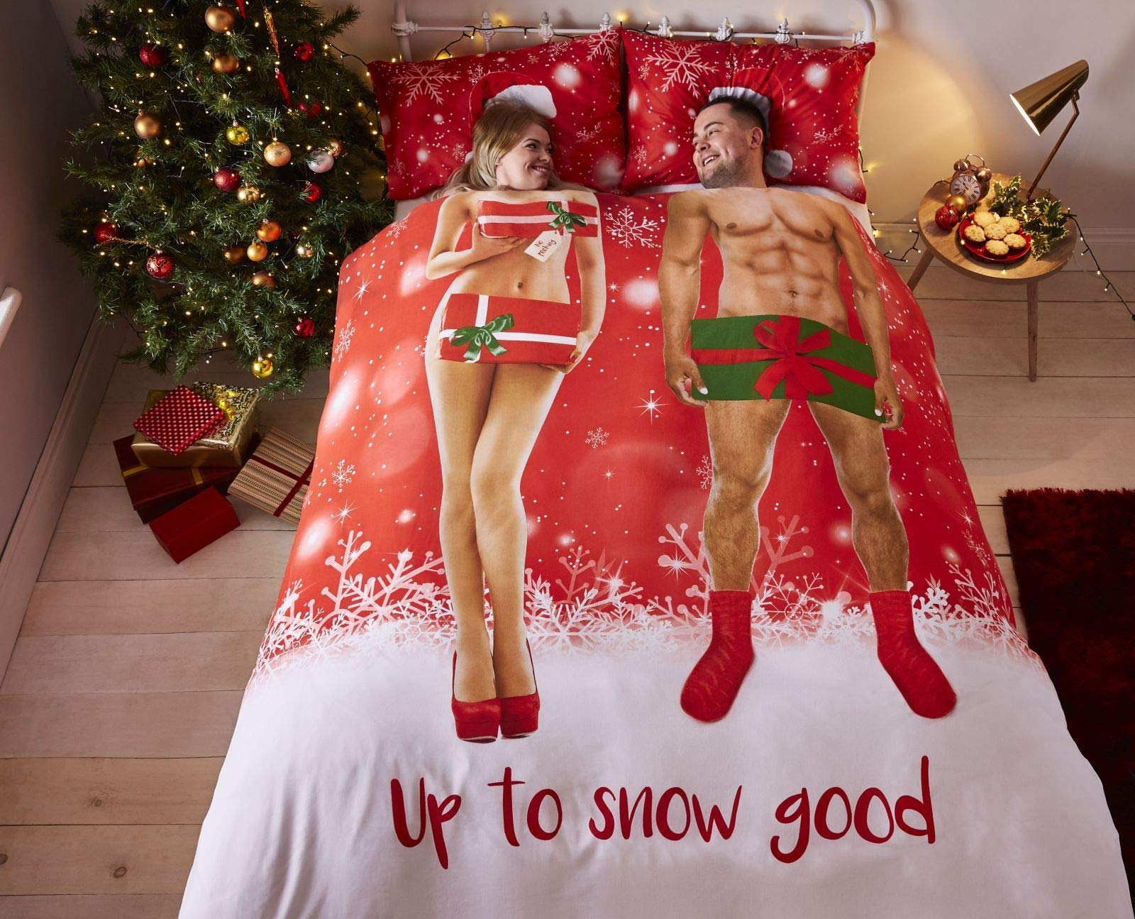 Catherine Lansfield Up To Snow Good Easy Care Double Duvet Set Red