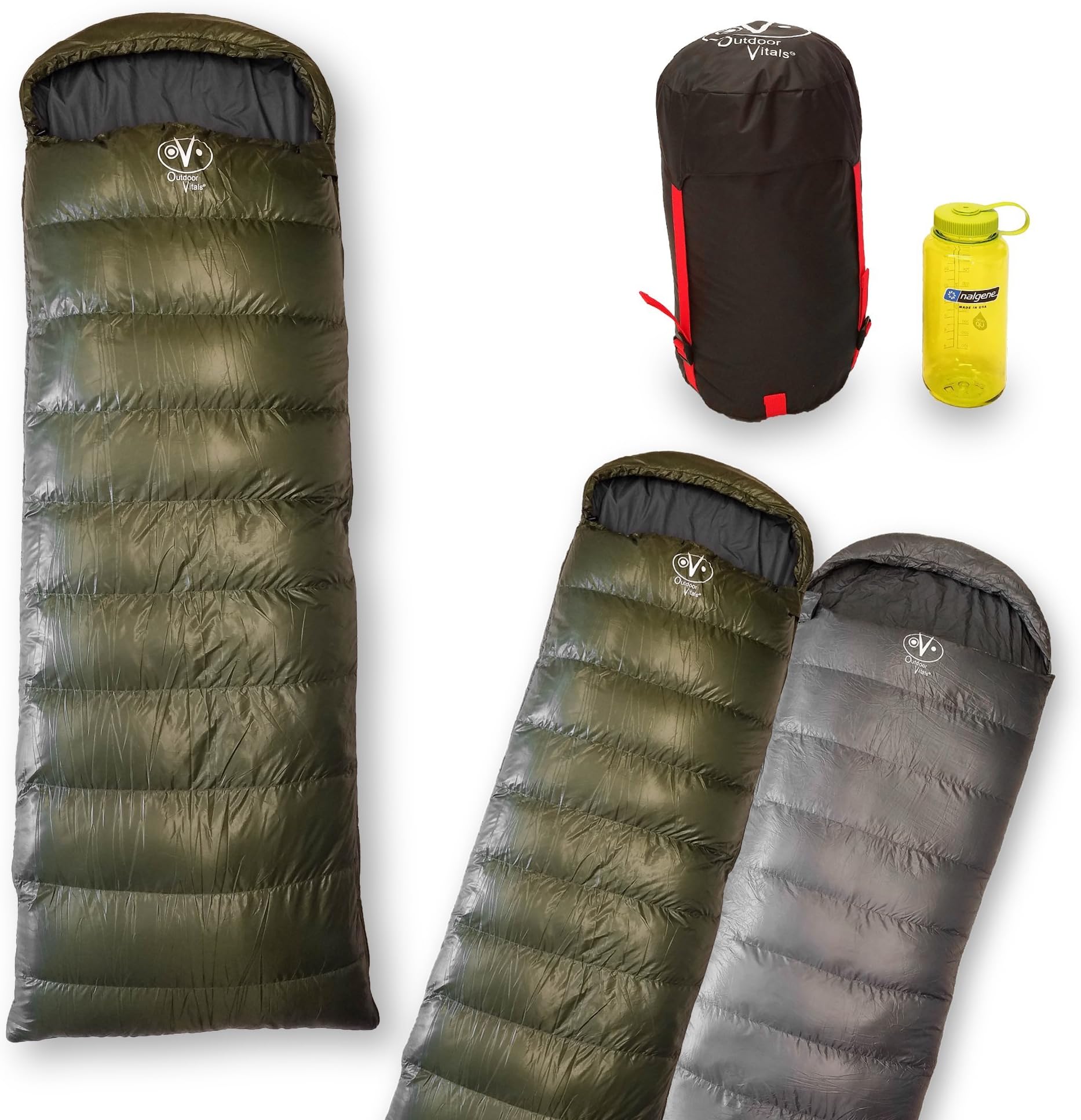 Outdoor Vitals Explorer 25°F Rectangular Down Sleeping Bag, Double, 2 Person, 3 Season,