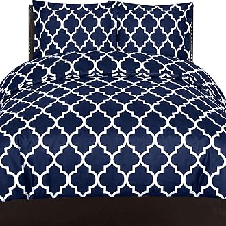 King Printed Duvet-Cover-Set Navy - Brushed Velvety Microfiber - Luxurious, Comfortable, Breathable, Soft & Extremely Durable - Wrinkle, Fade & Stain Resistant - Hotel Quality By Utopia Bedding (King, Navy)