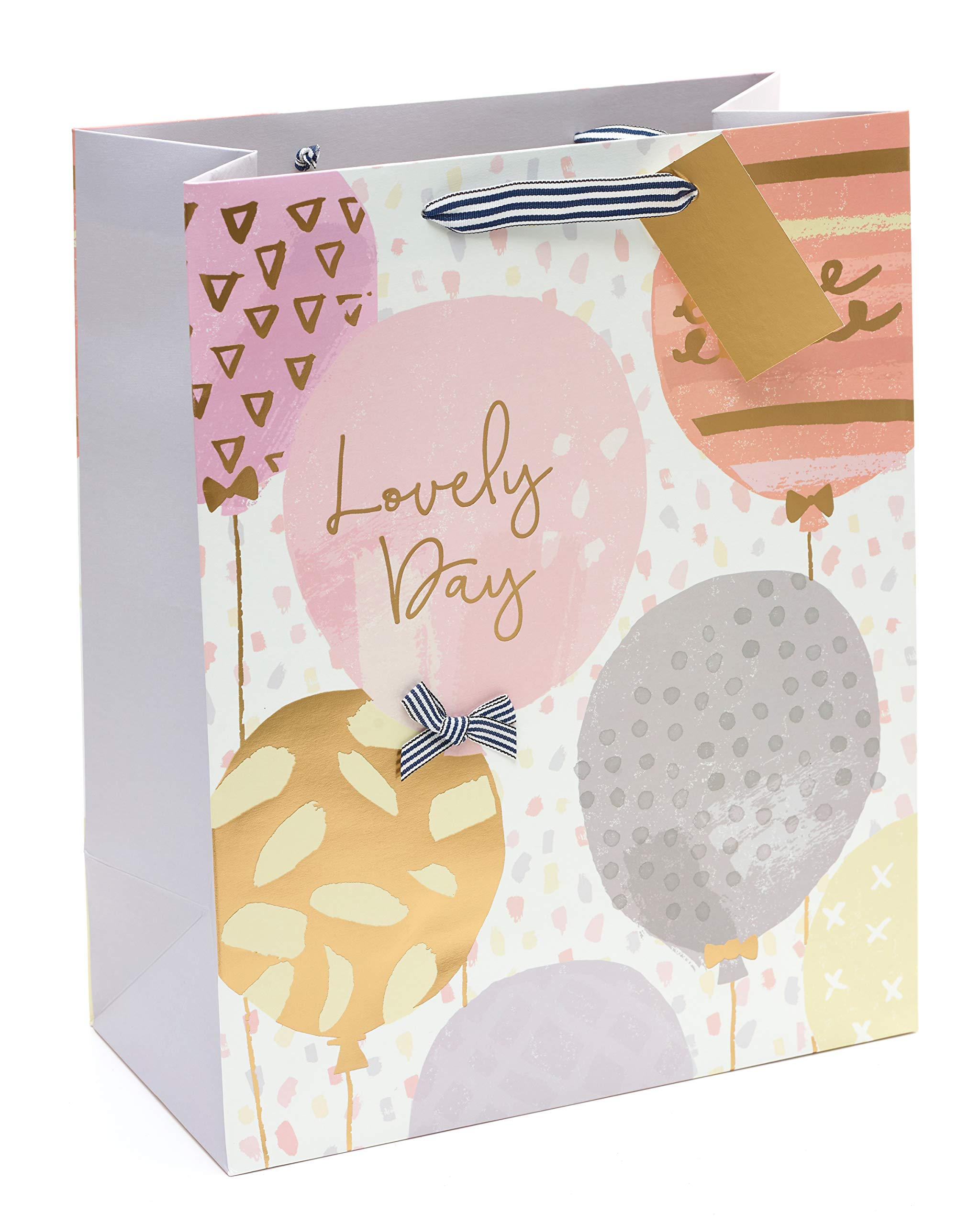 UK Greetings Large Birthday Gift Bag for Her/Friend - Gold Foil Balloon Design