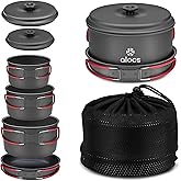 Alocs Camping Cookware Set Camping Gear, Compact Camping Pots and Pans Set, Durable Hard Alumina Camping Cooking Set for Outdoor Backpacking Camping Hiking Picnic, Included Mesh Carry Bag