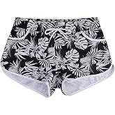 ESTAMICO Women Board Shorts with Liner Quick Dry UPF 50+ Drawstring Floral Print Swim Trunk with Pockets