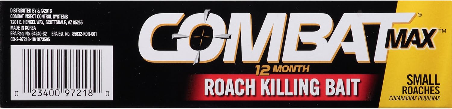 Combat Max 12 Month Roach Killing Bait, Small Roach Bait Station, Child-Resistant, 18 Count: Health & Personal Care