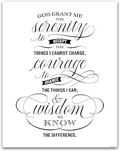 Amazon.com: Serenity Prayer Wall Decor - Black and White Wall Art ...