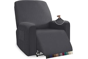 Granbest High Stretch Recliner Chair Cover Thick Recliner Cover with Elastic Bottom Recliner Slipcover with Pockets (Gray)