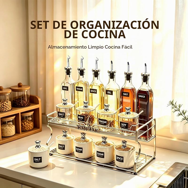 Aceitera de Vidrio, 2PCS 500 ml Botella Dispensadora Aceite con Embudo, — foto 3 de 8