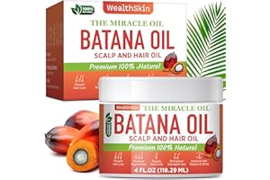 WEALTHSKIN Batana Oil for Hair Growth: 100% Batana Oil from Honduras as Hair Mask, Scalp and Hair Oil. Repairs Damaged Hair & Skin, Reduces Hair Loss 4oz (4oz (118ml))