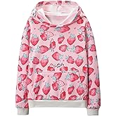WELAKEN Girls and Toddlers' Pullover Hoodie Sweatshirt,Strawberry print,5T